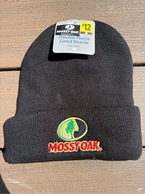 MOSSY OAK Double Fleece Lined Beanie Cap Black